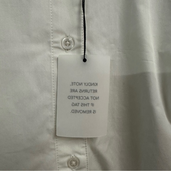 EAVES Bibas Mini Shirt Dress Chalk Cream Button-Up Shirt poplin tie Revolve XS - Picture 9 of 10